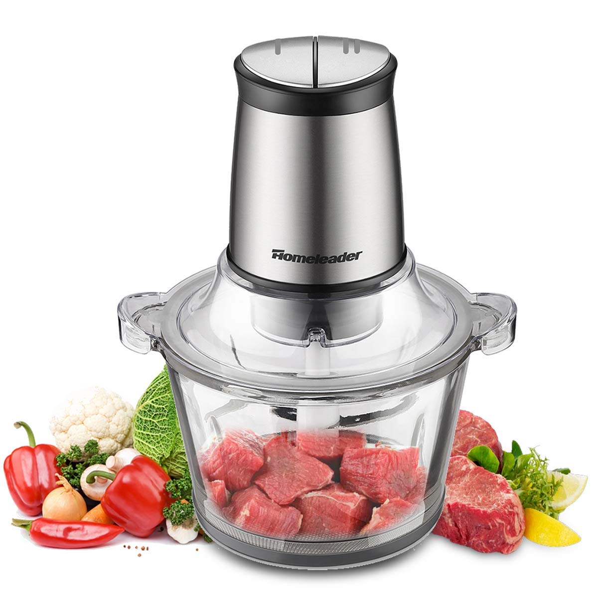 Electric Food Chopper, 8-Cup Food Processor by Homeleader, 2L BPA-Free ...