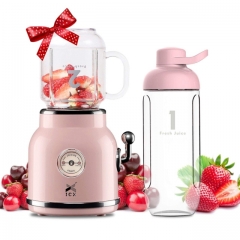 ICX Smoothie Blender,  Personal Blender for Shakes and Smoothies, Portable Blender with 6 Sharp Blades, 21oz Travel Cup and Lids, Pink